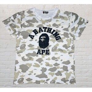 A Bathing Ape BAPE 1st Camo College Tee Men LG White Multi Authentic Streetwear